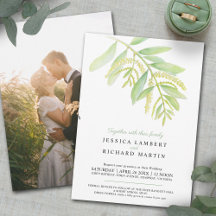  Eucalyptus leaves green water wedding  invitation