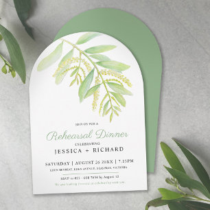 Eucalyptus leaves green water wedding rehearsal Invitation