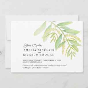 Eucalyptus leaves green water wedding Save The Date