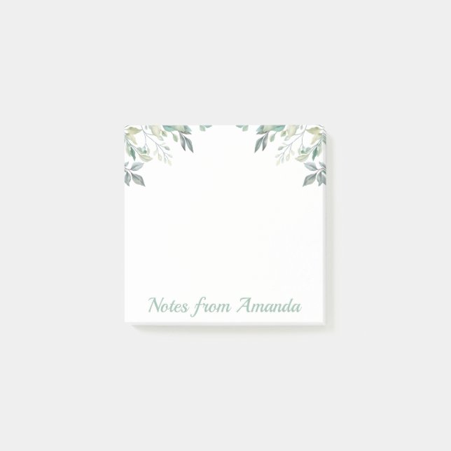 Eucalyptus Leaves Green Watercolor Post-it Notes (Front)