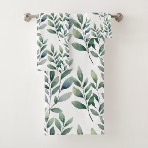 Eucalyptus Leaves Greenery  Bath Towel Set