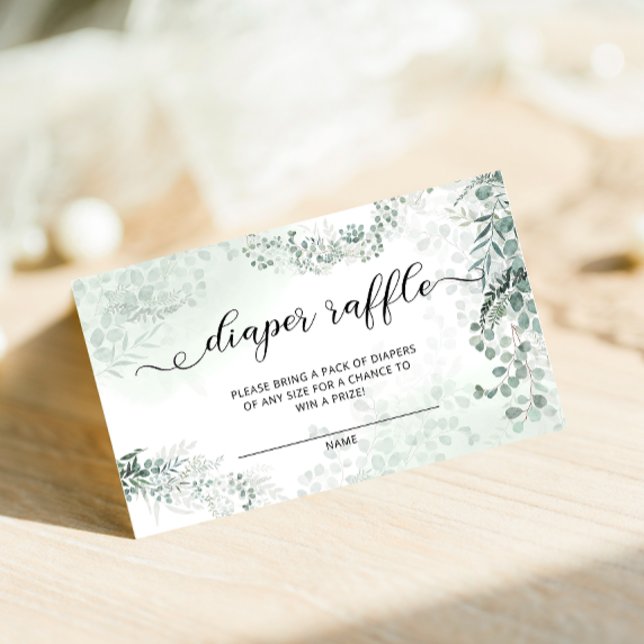 Eucalyptus Leaves Greenery Diaper Raffle Enclosure Card (Creator Uploaded)