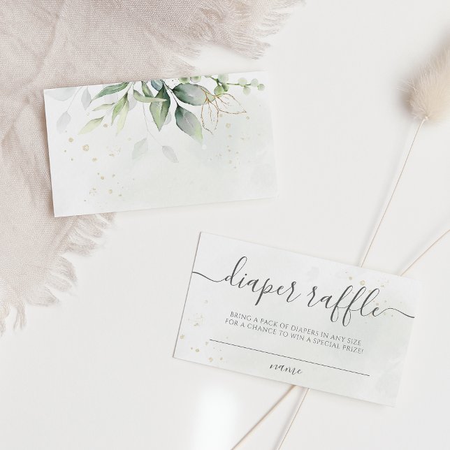 Eucalyptus Leaves Greenery Diaper Raffle Enclosure Card (Creator Uploaded)
