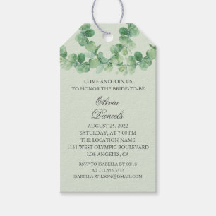 Eucalyptus leaves. Greenery foliage Bridal Shower Gift Tags