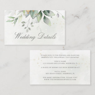 Eucalyptus Leaves Greenery Gold Elegant Wedding Enclosure Card