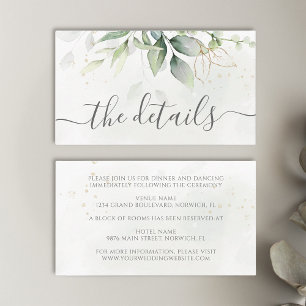 Eucalyptus Leaves Greenery Gold Elegant Wedding Enclosure Card
