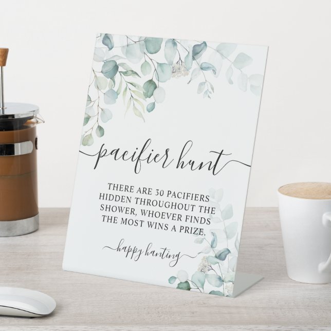 Eucalyptus Leaves Greenery Pacifier Hunt Game Sign (In SItu)