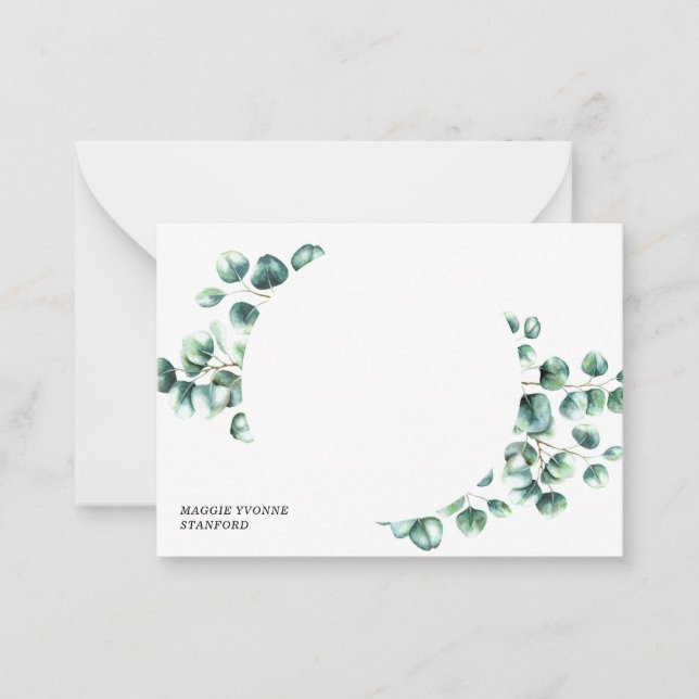 Eucalyptus Leaves Greenery Personalised Note Cards (Front)