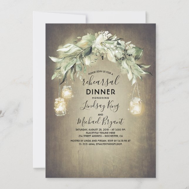 Eucalyptus Leaves Greenery Rustic Rehearsal Dinner Invitation (Front)