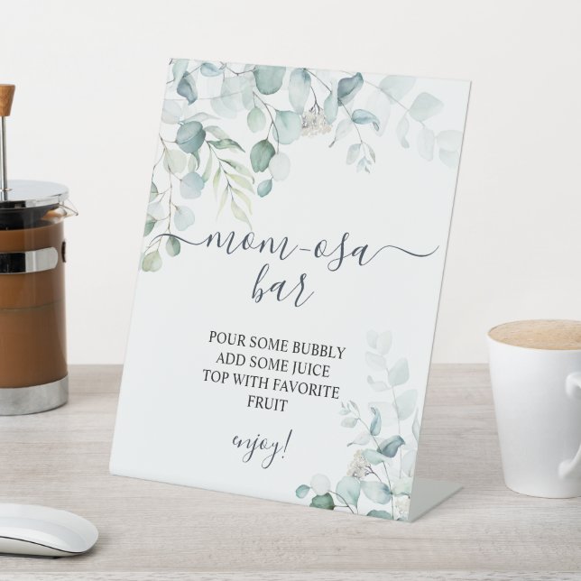 Eucalyptus Leaves Greenery Shower Momosa Bar Sign (In SItu)