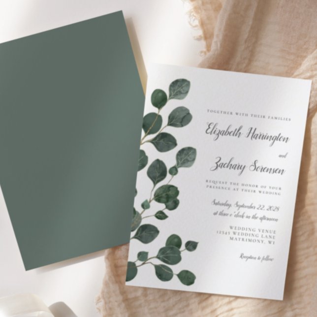 Eucalyptus Leaves Greenery Watercolor Wedding Invitation (Creator Uploaded)
