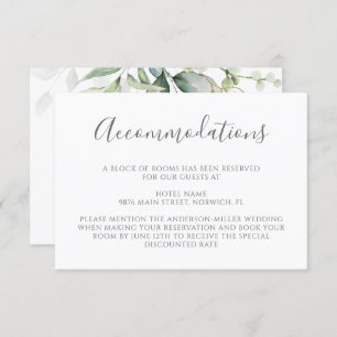 Eucalyptus Leaves Greenery Wedding Accommodations Enclosure Card