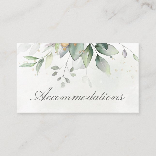 Eucalyptus Leaves Greenery Wedding Accommodations Enclosure Card (Front)
