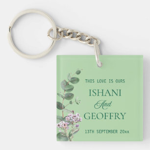 Eucalyptus Leaves Greenery Wedding Key Ring