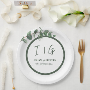 Eucalyptus Leaves Greenery Wedding Paper Plate