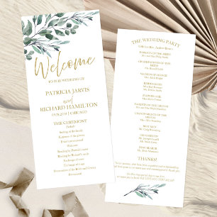 Eucalyptus Leaves Greenery Wedding Programs 4x9