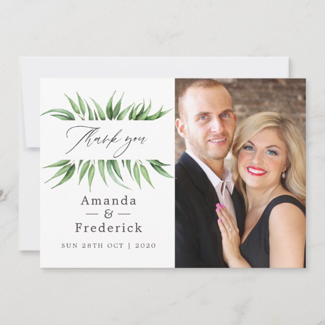 Eucalyptus Leaves Greenery Wedding Thank You Card (Front)