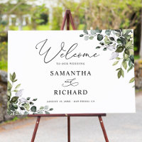 Eucalyptus Leaves Greenery Wedding Welcome Sign