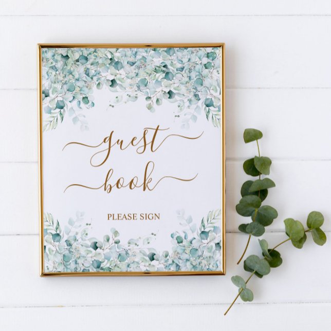 Eucalyptus Leaves Guest Book Shower Sing Poster (Creator Uploaded)