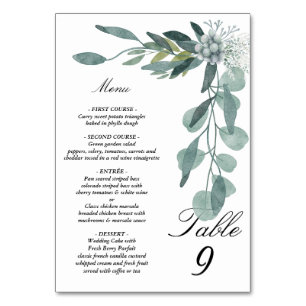 Eucalyptus leaves Menu and Table Tent Sign Number
