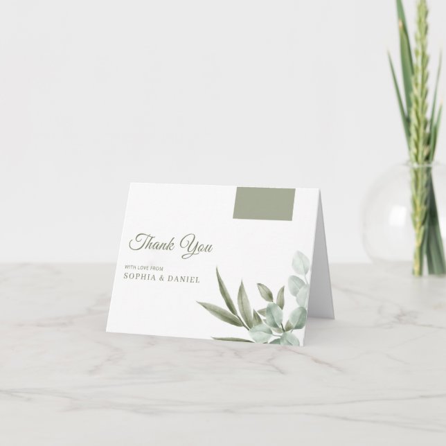Eucalyptus Leaves Minimalist Thank You Card (Front)
