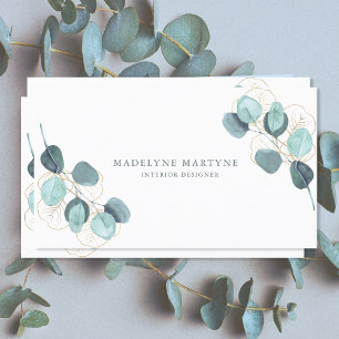 Eucalyptus Leaves Modern Elegant Botanical Business Card