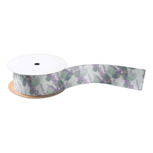 Eucalyptus Leaves n Lavender Flowers Wedding Satin Ribbon