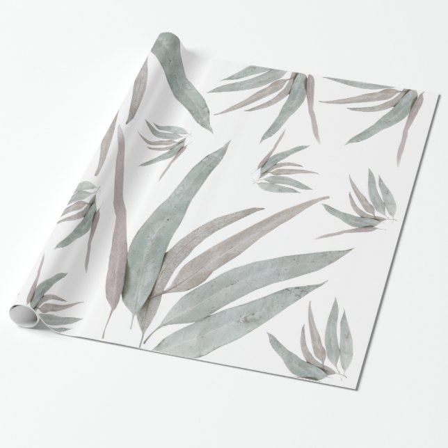 Eucalyptus Leaves Pattern Wrapping Paper (Unrolled)
