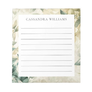 Eucalyptus Leaves Personalised Name Lined Notepad