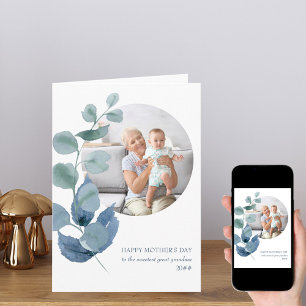 Eucalyptus Leaves Round Photo Happy Mother's Day Card