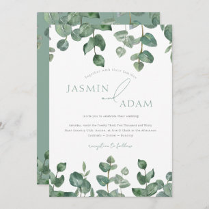 Eucalyptus Leaves Sage Green Foliage Wedding Invitation