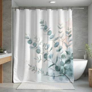Eucalyptus Leaves Watercolor Design 407 Shower Curtain