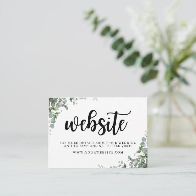 Eucalyptus Leaves Wedding Enclosure Card (Standing Front)