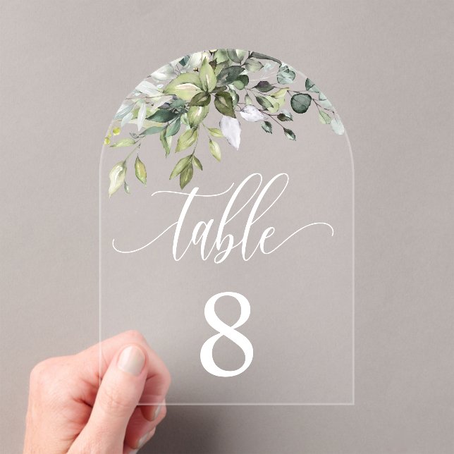 Eucalyptus Leaves Wedding Event Seating Table Card Acrylic Invitations (Insitu (Handheld))