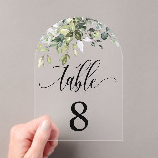 Eucalyptus Leaves Wedding Event Seating Table Card Acrylic Invitations