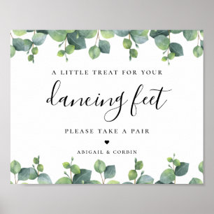 Eucalyptus Leaves Wedding Flip Flops Poster