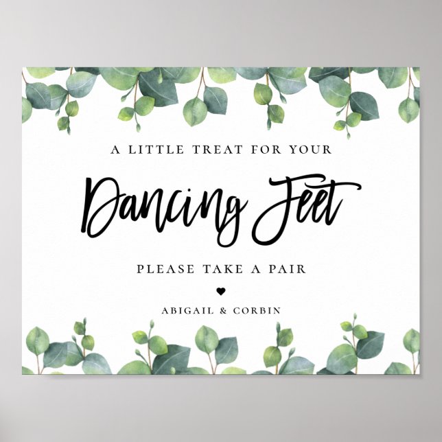 Eucalyptus Leaves Wedding Flip Flops Poster (Front)
