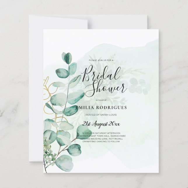 Eucalyptus Leaves Wedding Greenery QR CODE Modern (Front)