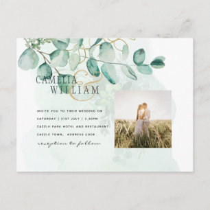 Eucalyptus Leaves Wedding Greenery QR CODE Modern Postcard