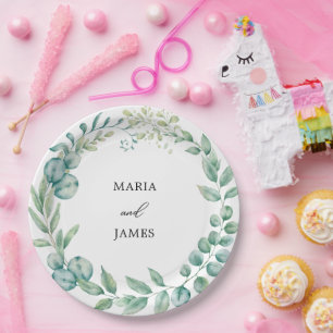 Eucalyptus Leaves Wedding Paper Plate