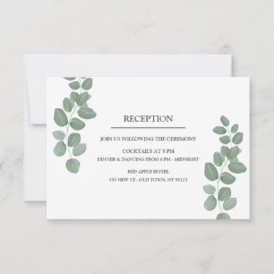 Eucalyptus Leaves Wedding Reception Card