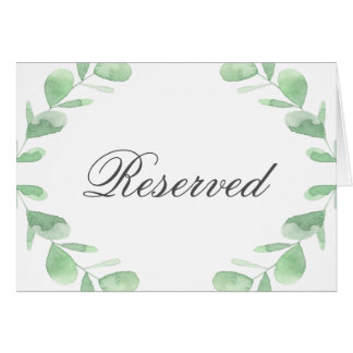 Eucalyptus leaves. Wedding Reserved table card