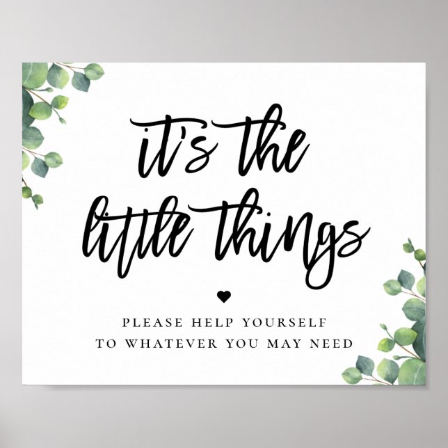 Eucalyptus Leaves Wedding Restroom Favour Poster (Front)