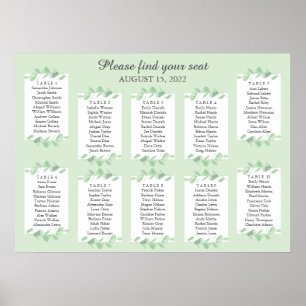 Eucalyptus leaves. Wedding Seating Chart Poster
