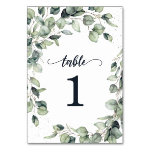 Eucalyptus Leaves Wedding Table Number