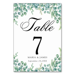 Eucalyptus Leaves Wedding Table Number