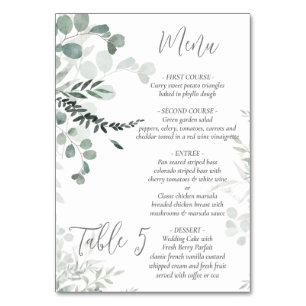 Eucalyptus leaves Wedding Table Number