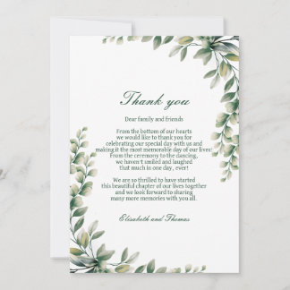 Eucalyptus leaves wedding thank you card