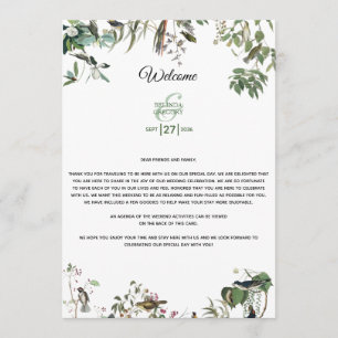 Eucalyptus Leaves Wedding Welcome Itinerary Program