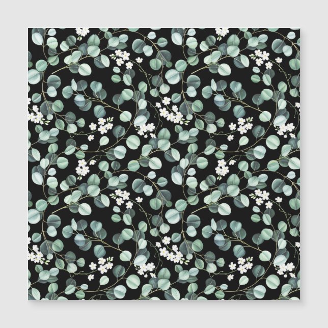 Eucalyptus Leaves: White Flowers Pattern (Front)